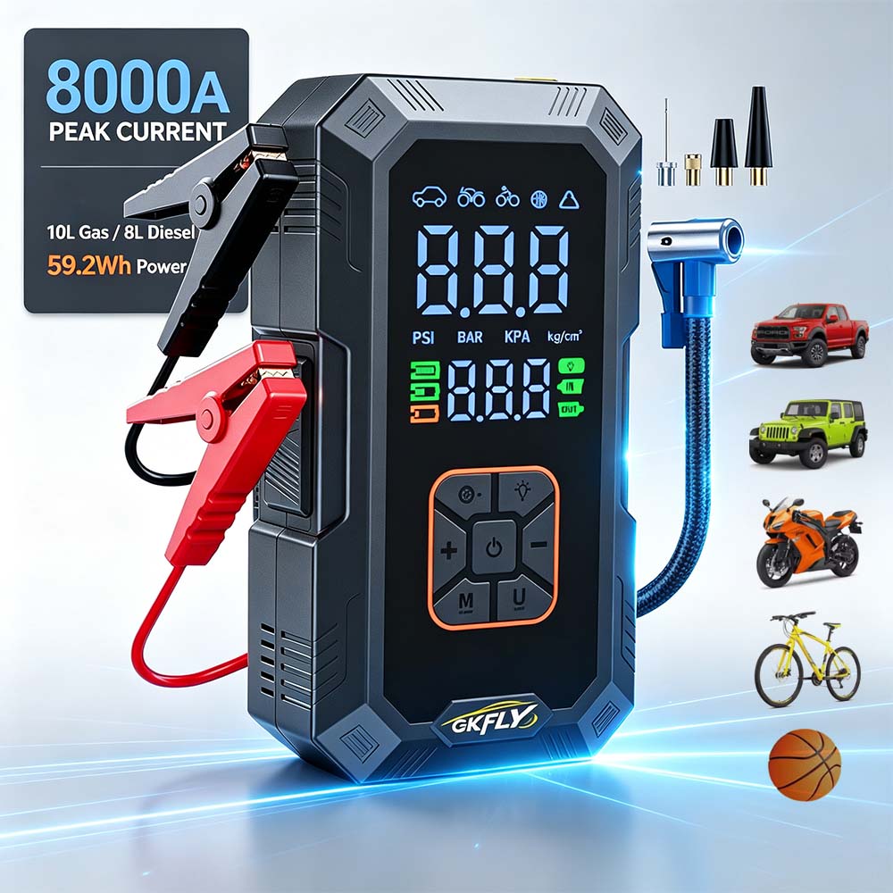 Power Banks - 4-in-1 auto-starthulp 8000A piekstroom 150PSI luchtcompressor