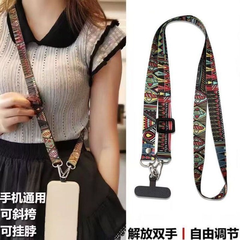 Crossbody Lanyard Neck Strap Case - Leuke telefoonband in etnische stijl, schouderband,