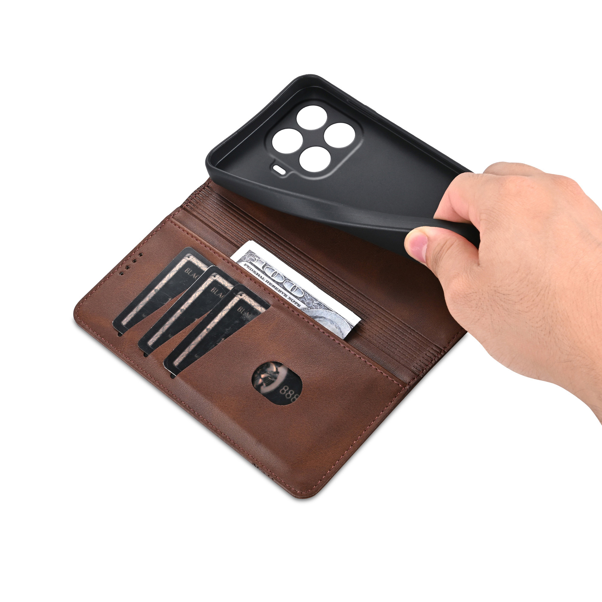 Zakelijke lederen telefoonhoes - Leather Wallet Card Holder Phone Cover recensie en prijs